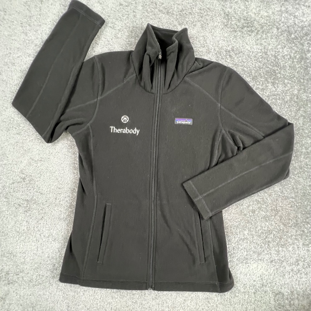 Patagonia Womens Micro D Full Zip Fleece Jacket Black Therabody Logo S 25416